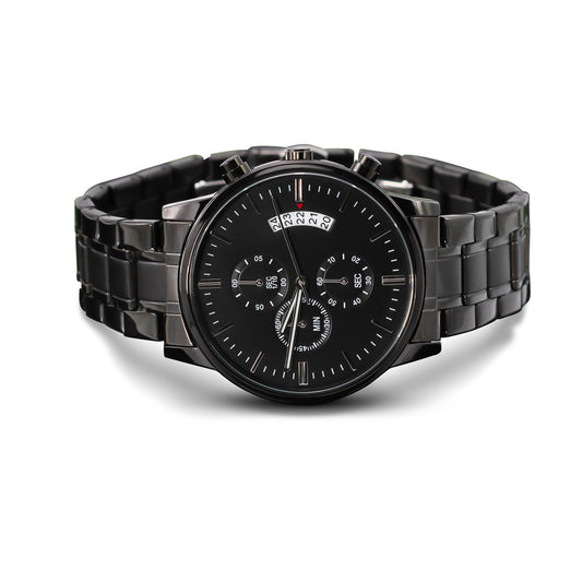 Customizable Engraved Black Chronograph Watch for Him | Custom Watch for Him | Personalized Chronograph Watch
