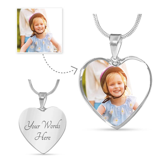 Heart Shaped Custom Photo Necklace | Personalized Heart Shaped Photo Necklace | Luxury Keepsake Photo Necklace